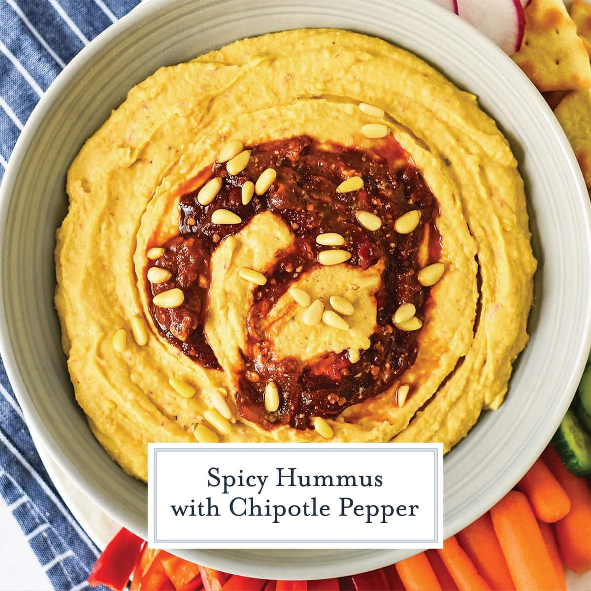 overhead close up of chipotle hummus