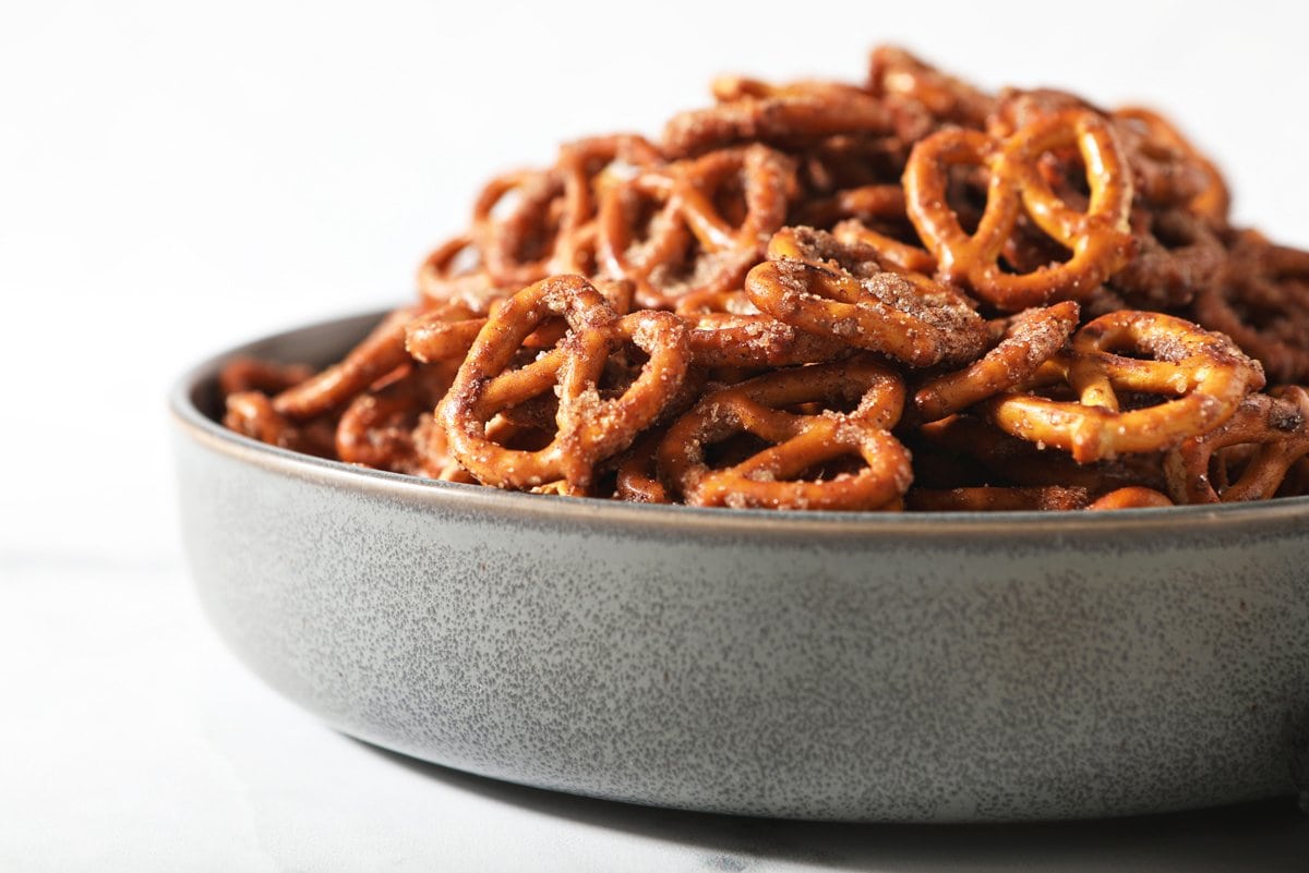 pretzel snack in a bowl- angle view 