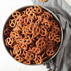 overhead of cinnamon sugar pretzels