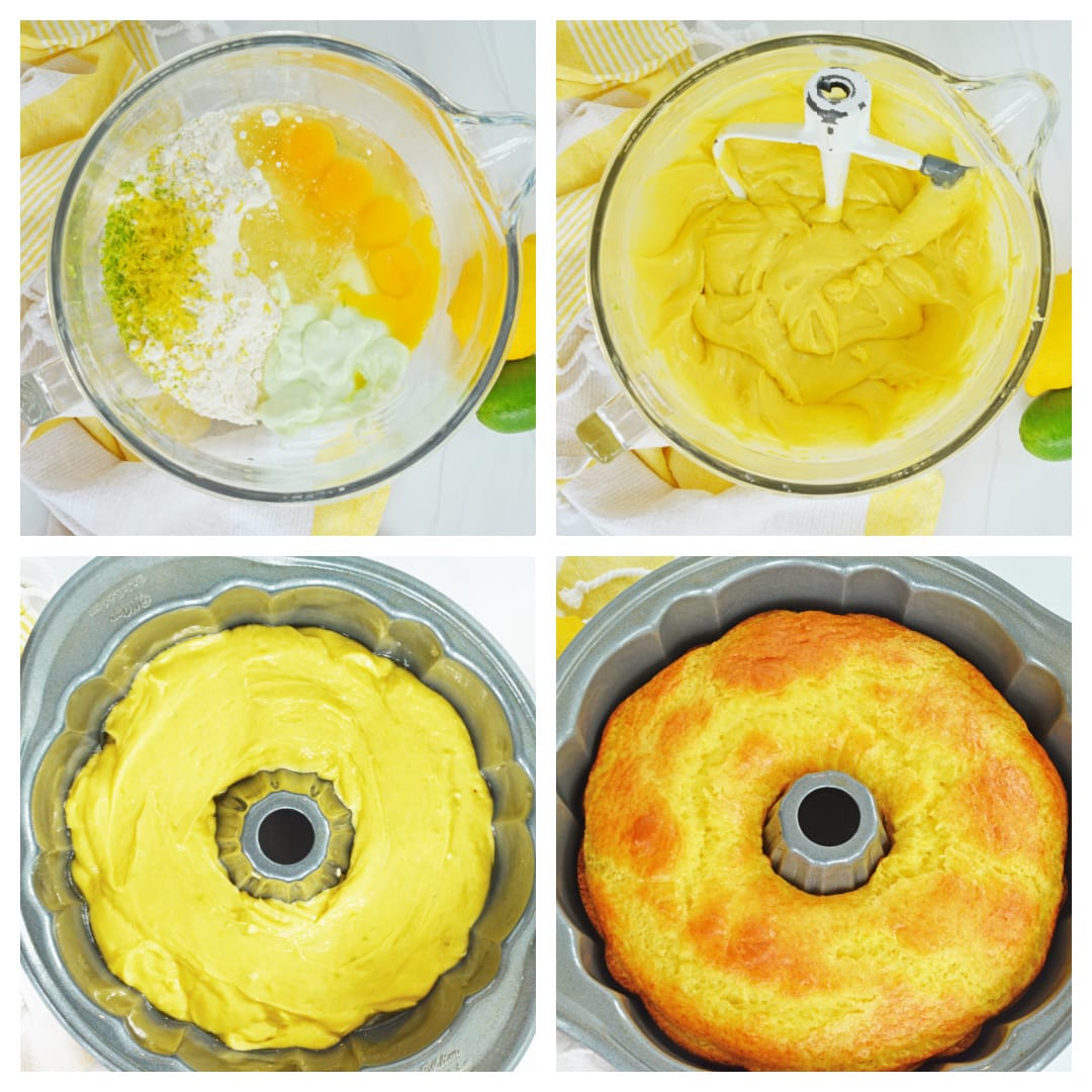 collage of how to make a bundt cake 