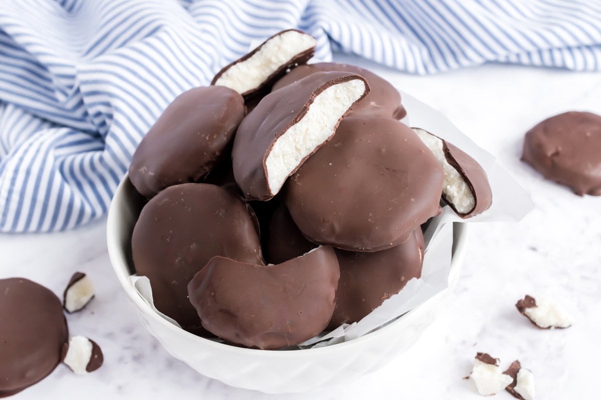 bowl of homemade peppermint patties