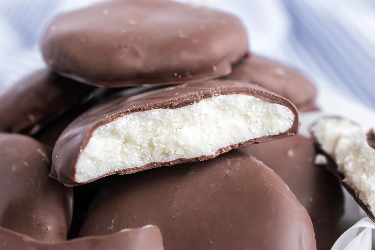 close up of peppermint patties 