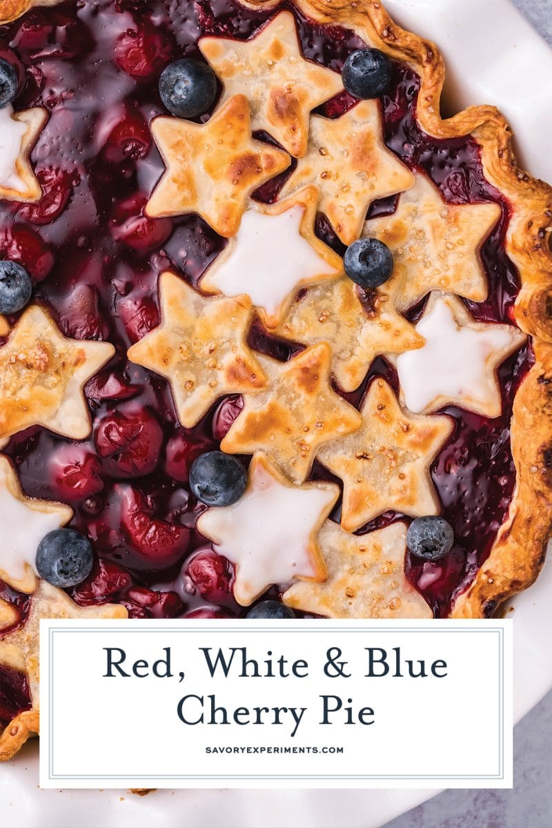 close up of patriotic cherry pie 