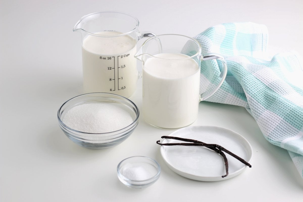 ingredients for homemade vanilla ice cream 