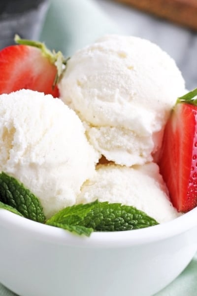 close up of vanilla ice cream