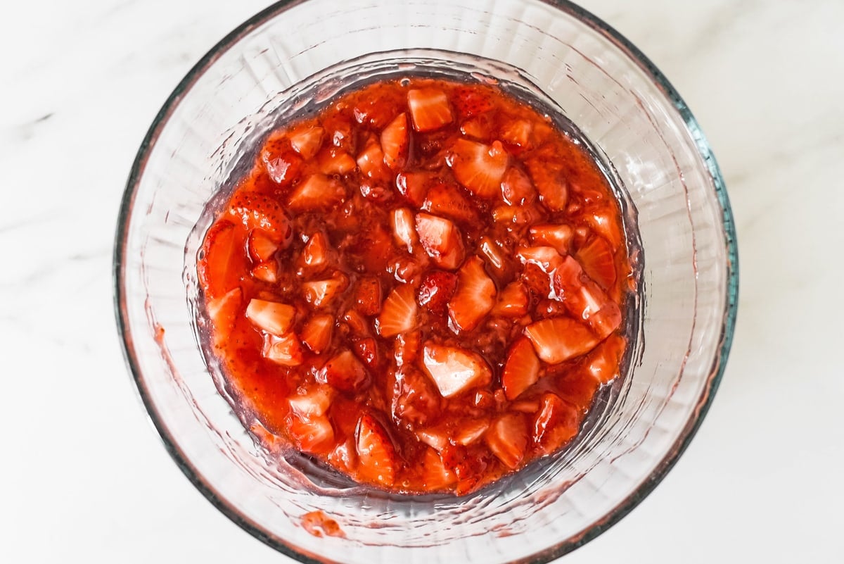 bowl of fresh strawberry sauce 