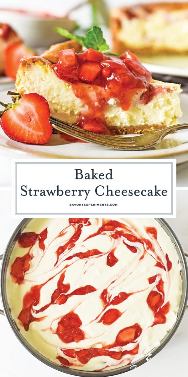 baked strawberry cheesecake long pin for pinterest 