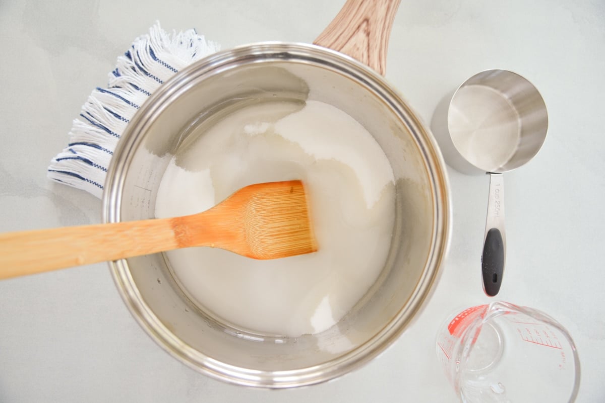 sugar in a saucepan to make caramel sauce 