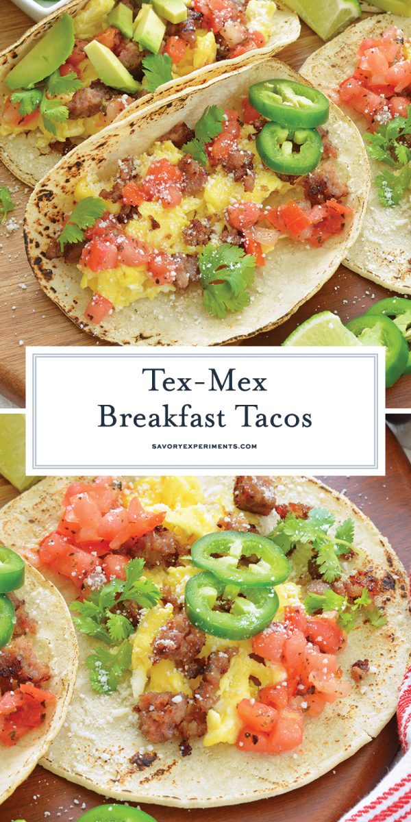 long pin for pinterest of breakfast tacos 