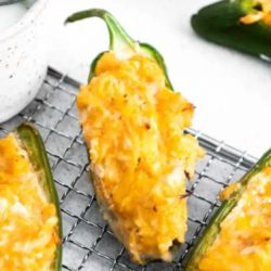 overhead shot of cheese stuffed jalapeno