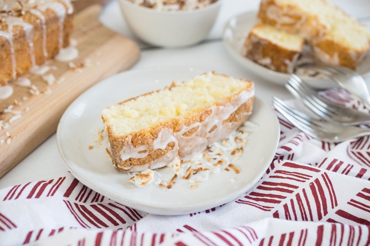 slice of cake on a serving plate 