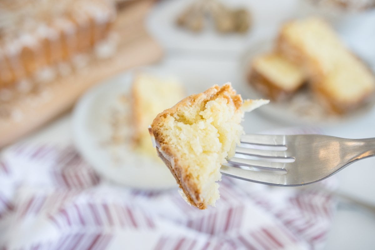 bite of cake on a fork 