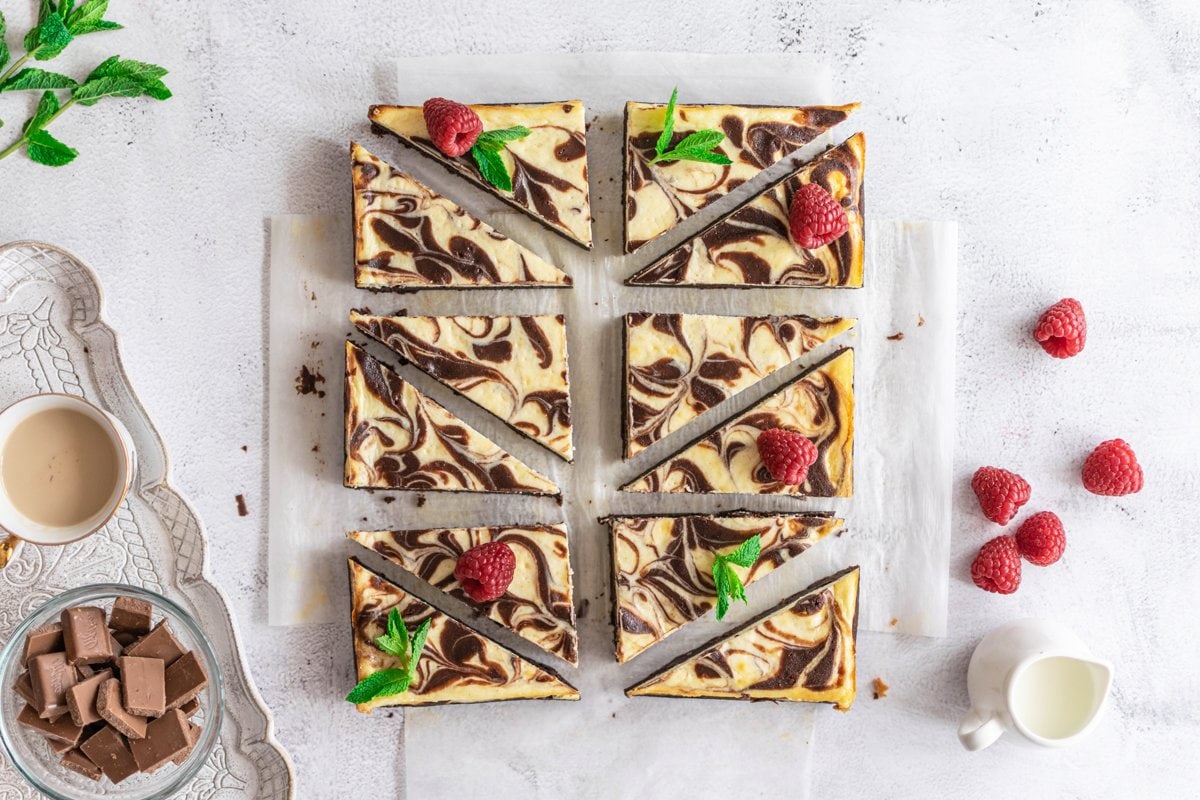 cut brownies on parchment 