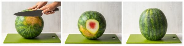 how to cut the bottom off a watermelon so it stands up