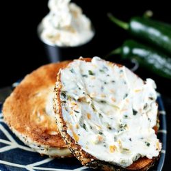 jalapeno cream cheese on a bagel
