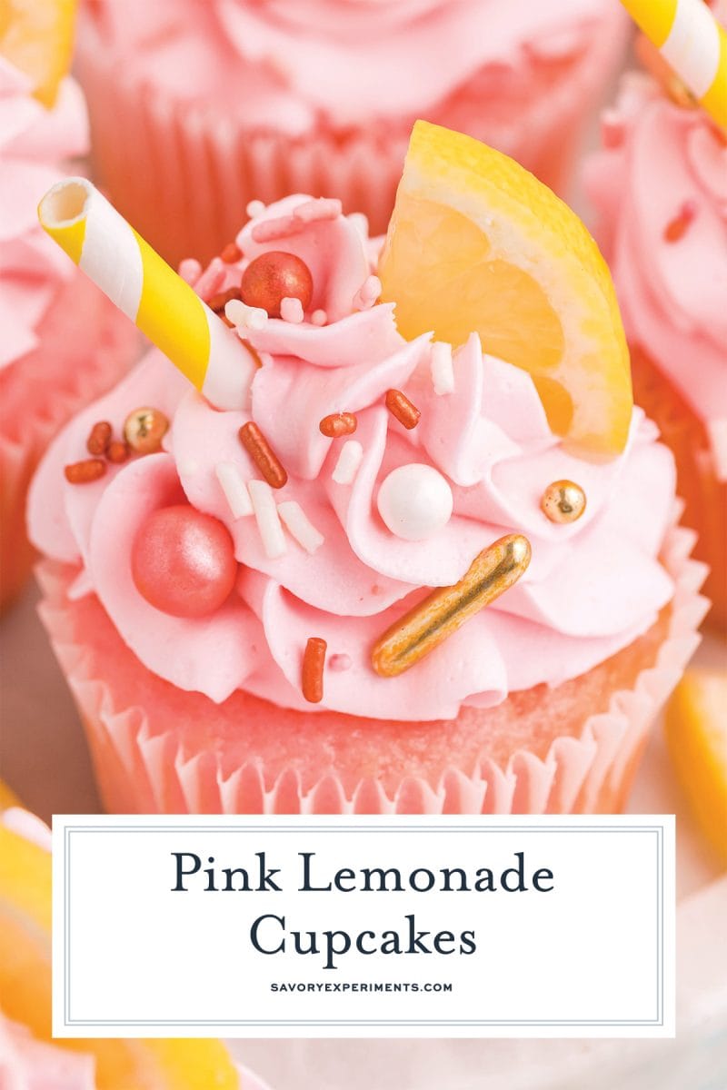 close up of pink lemonade cupcakes 