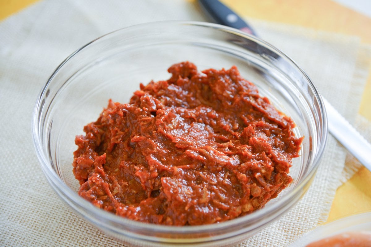 bowl of pulled pork with bbq sauce