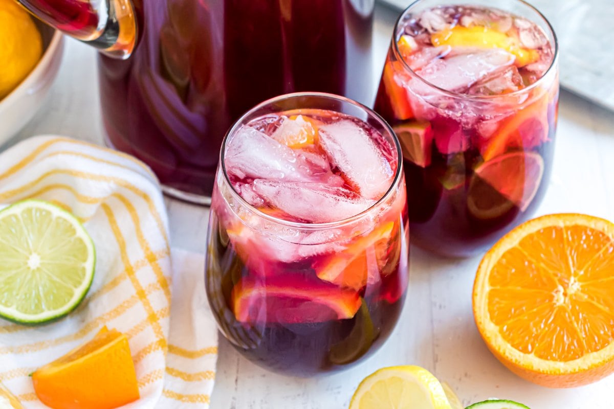 angle view of chilled sangria 