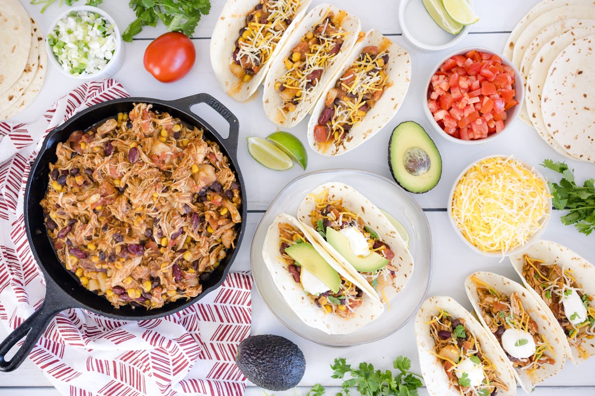 cowboy chicken taco bar set up 