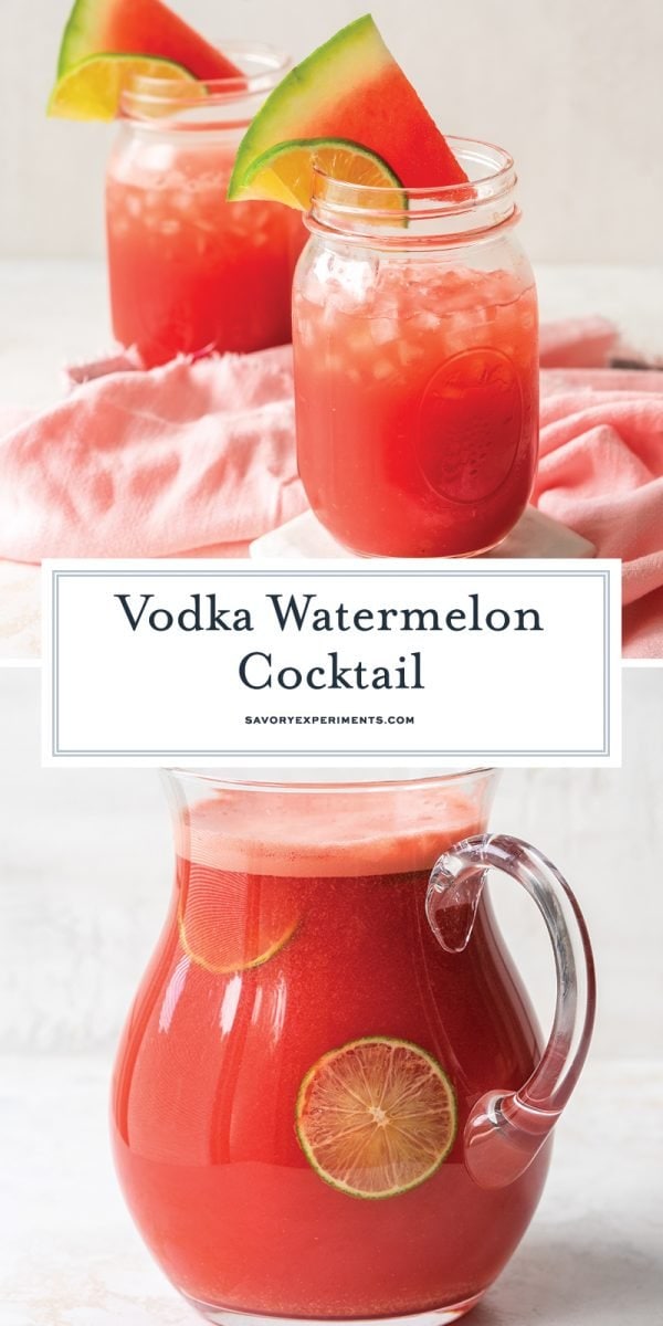 collage of vodka watermelon cocktail for pinterest