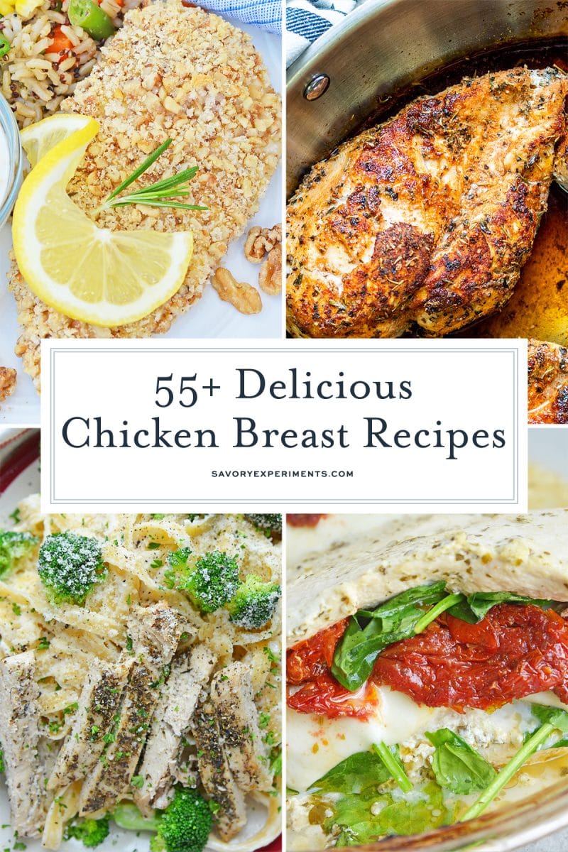 collage of chicken breast recipes