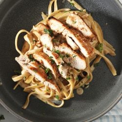 close up of cajun chicken alfredo