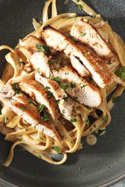 close up of cajun chicken alfredo