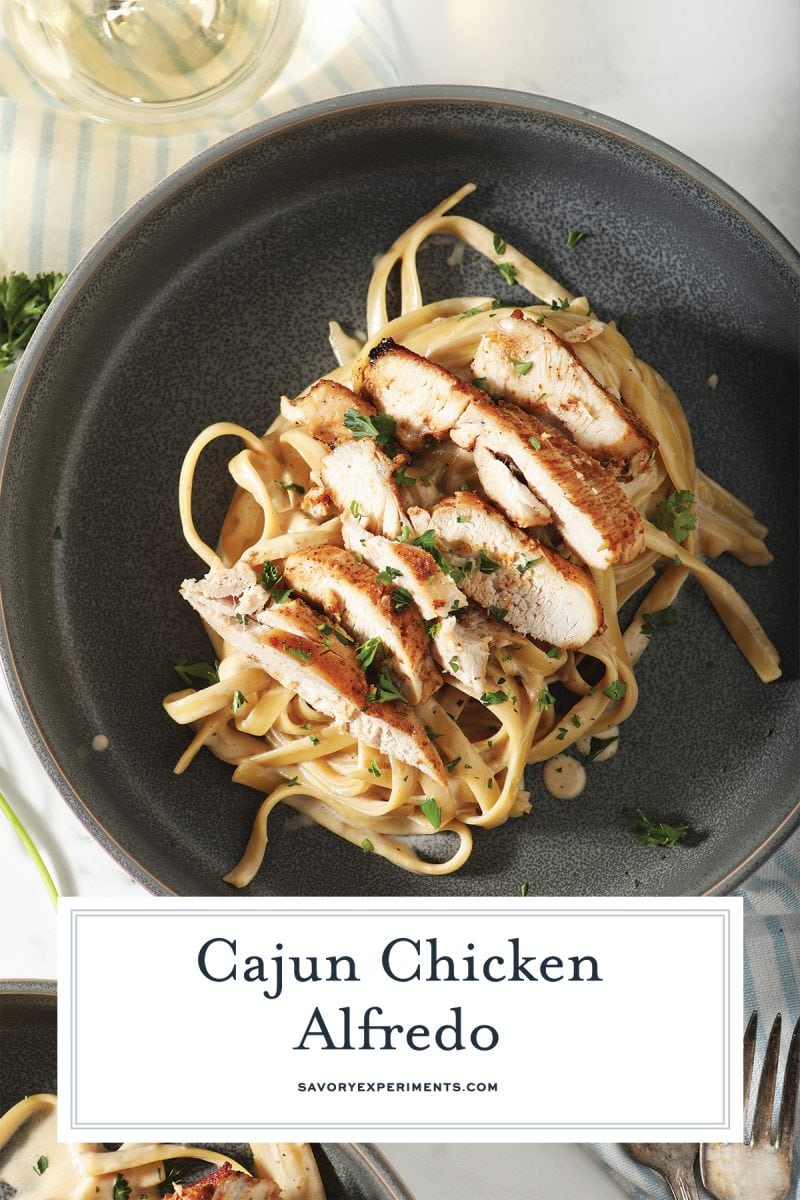 close up of cajun chicken alfredo for pinterest 