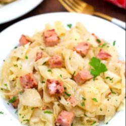 ham and cabbage in bowl