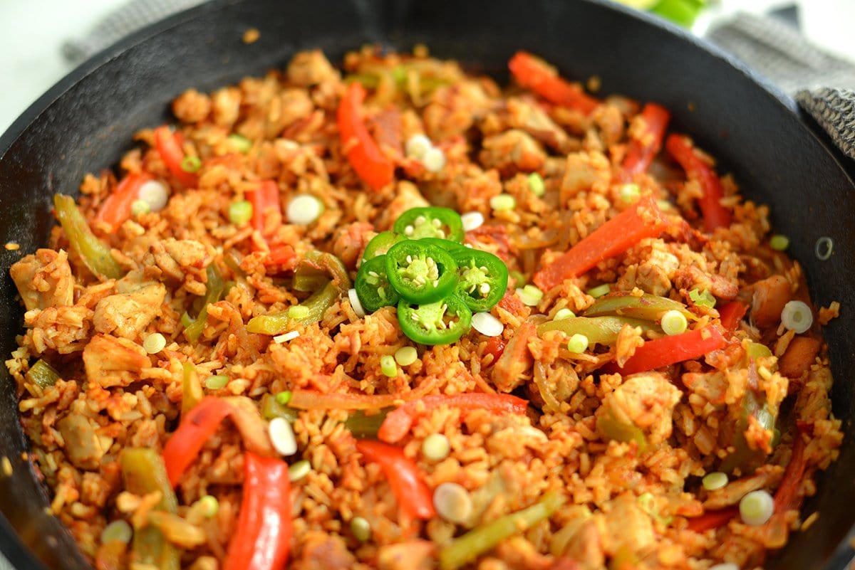 angle close up of mexican skillet recipe  