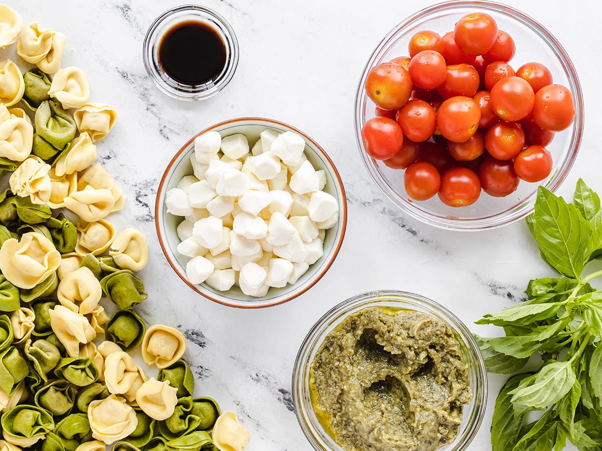 ingredients for caprese salad tortellini skewers 