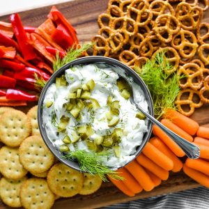 dill pickle dip with dippers