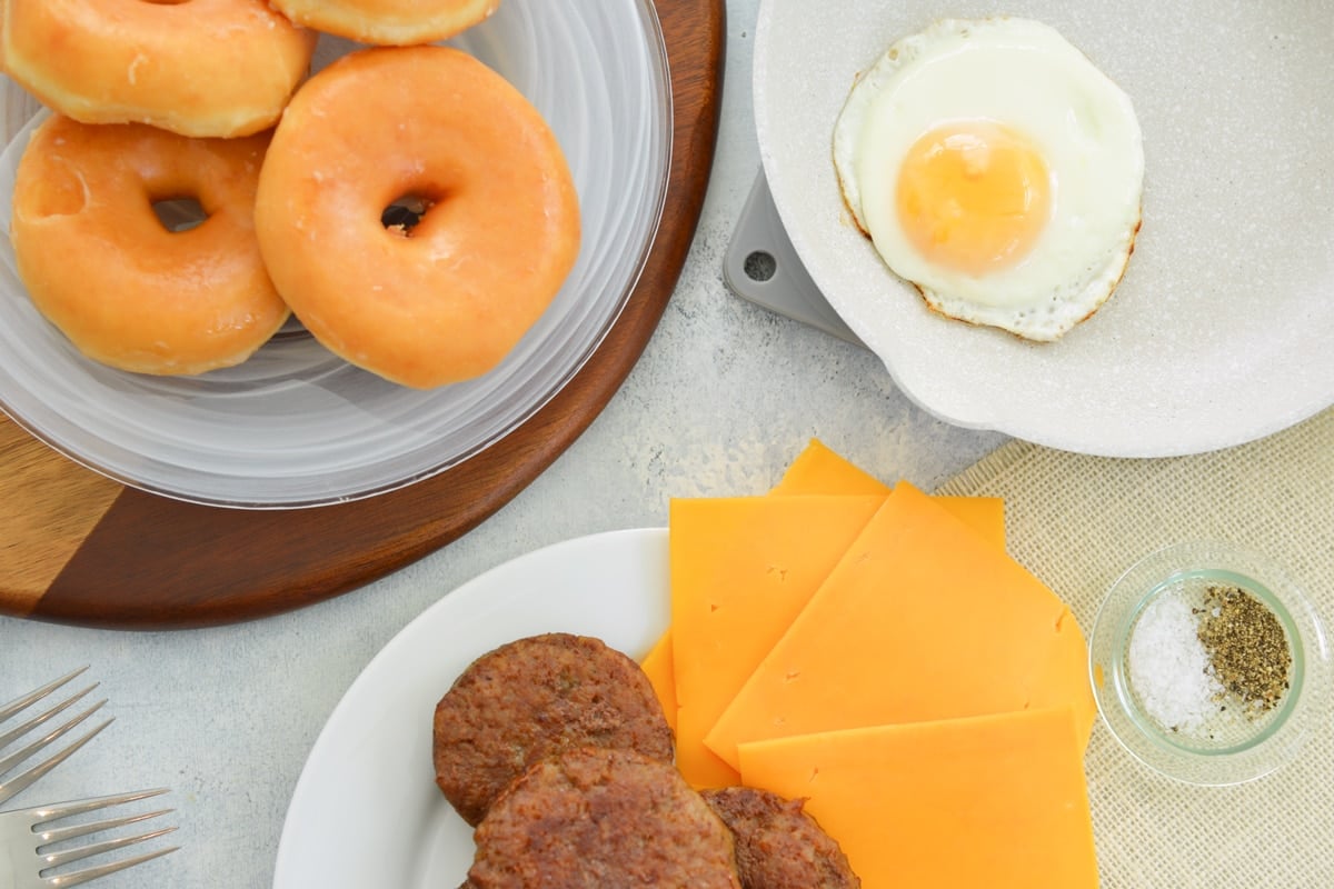 ingredients for donut breakfast sandwiches 