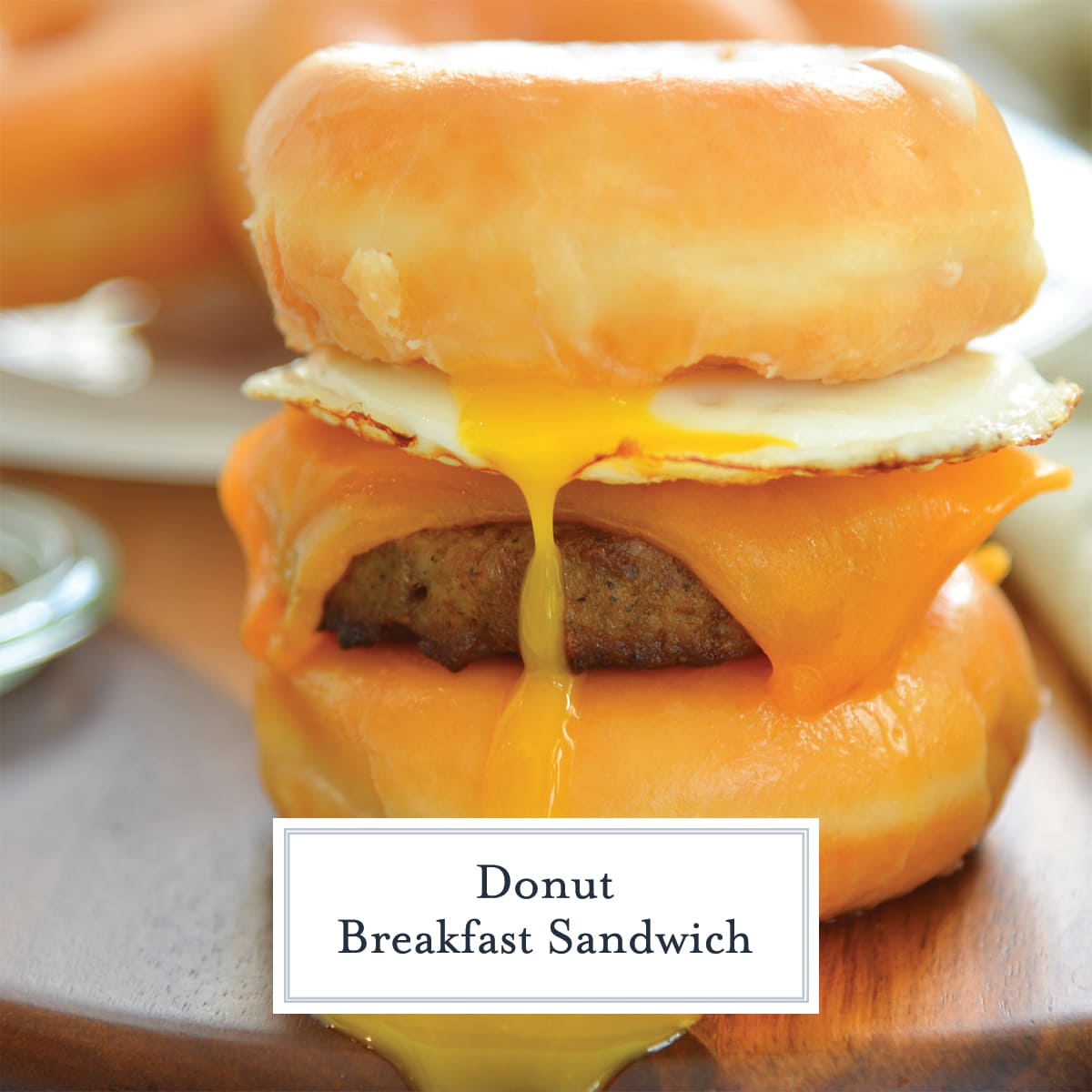 Donut breakfast sandwich with runny egg 