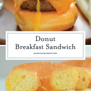 donut breakfast sandwich long pin for pinterest