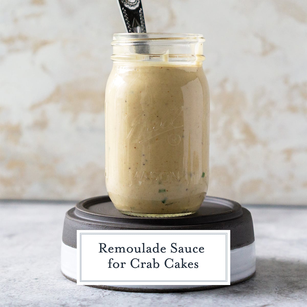 jar of remoulade sauce for crab cakes 