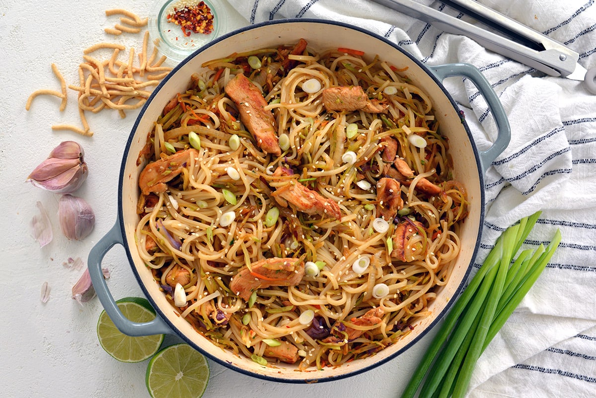 Chicken Stir Fry Rice Noodles - Ready in Only 20 Minutes!