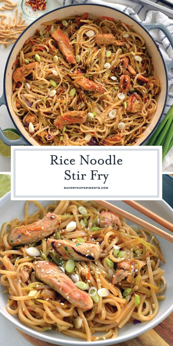 chicken rice noodle stir fry for pinterest