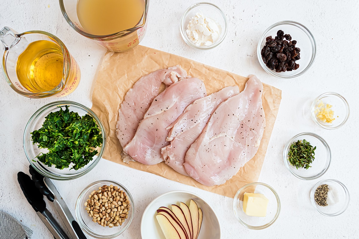 ingredients for spinach stuffed chicken breasts 