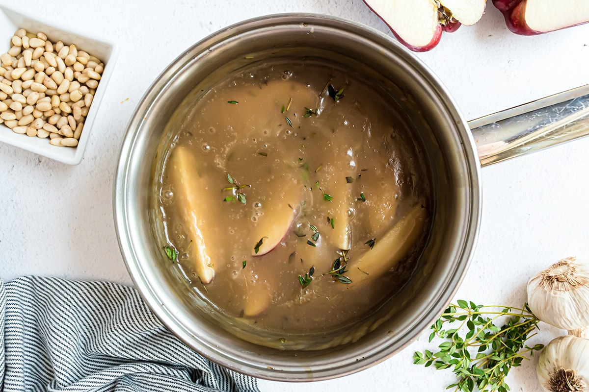 apple gravy in a saucepan 