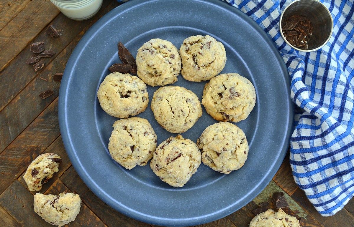 cream cheese cookies on a blue plate 