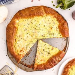 circle breakfast pizza in a pan