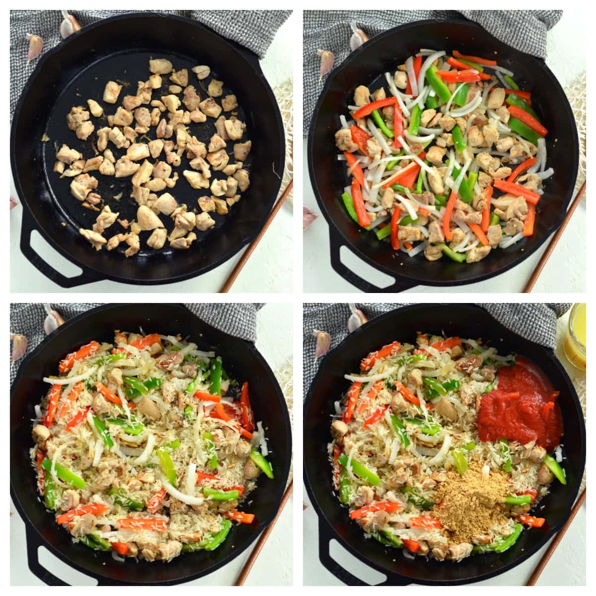 how to make chicken and rice skillet  