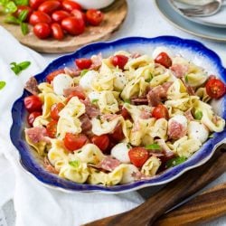 tortellini pasta salad in a bowl