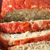 overhead slices of italian meatloaf