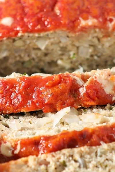 overhead slices of italian meatloaf