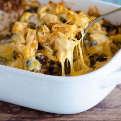 enchilada tortellini bake in a dish