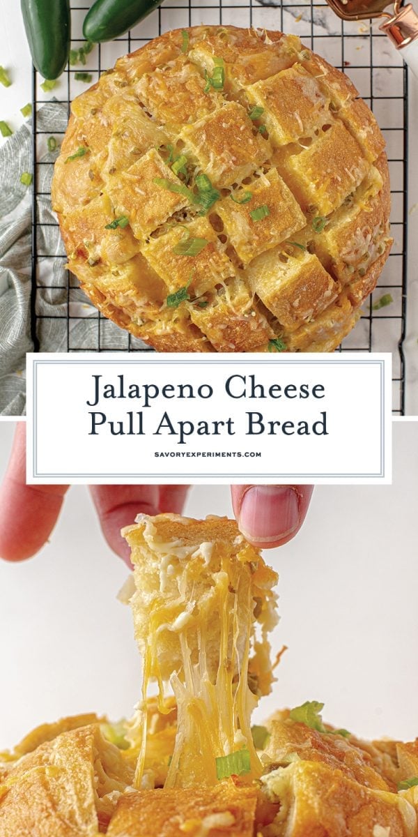 long pin for cheesy pull apart bread for pinterest