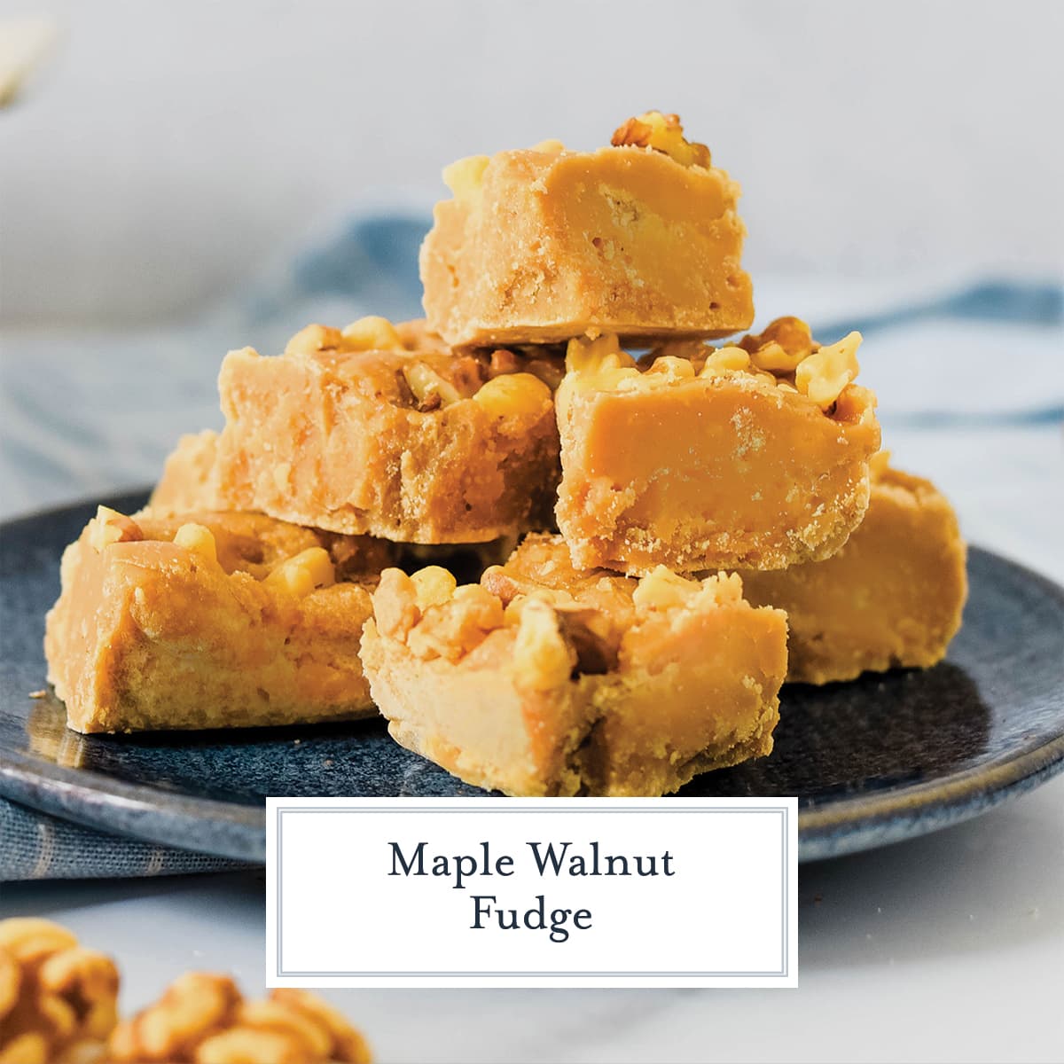 close up of maple fudge squares