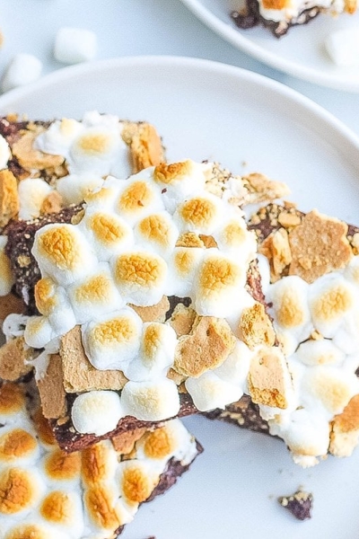 overhead plate of smores brownies